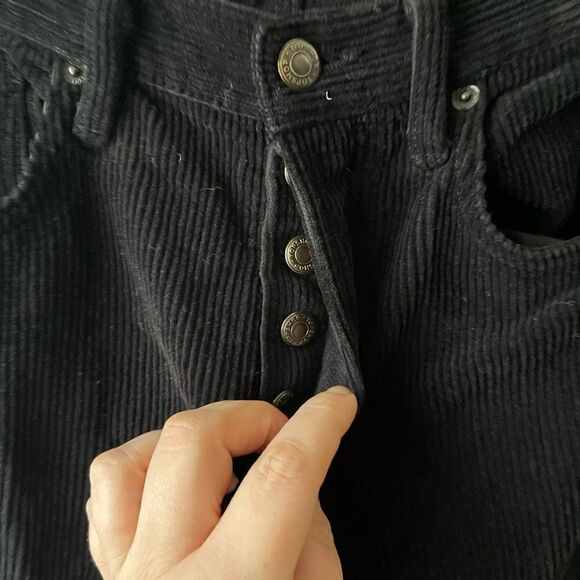 TOPSHOP black corduroy high rise button fly jeans 26 - Picture 8 of 9